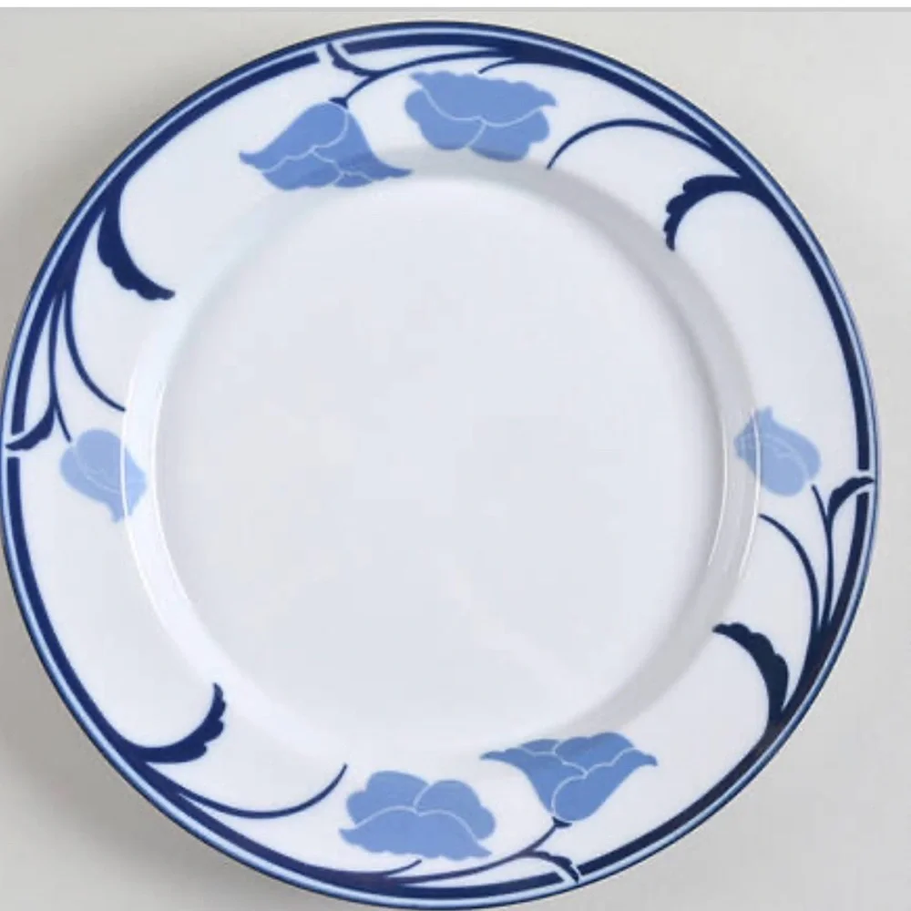 Dansk Tivoli Belles Fleurs Blue Platter 1980s Discontinued Floral White